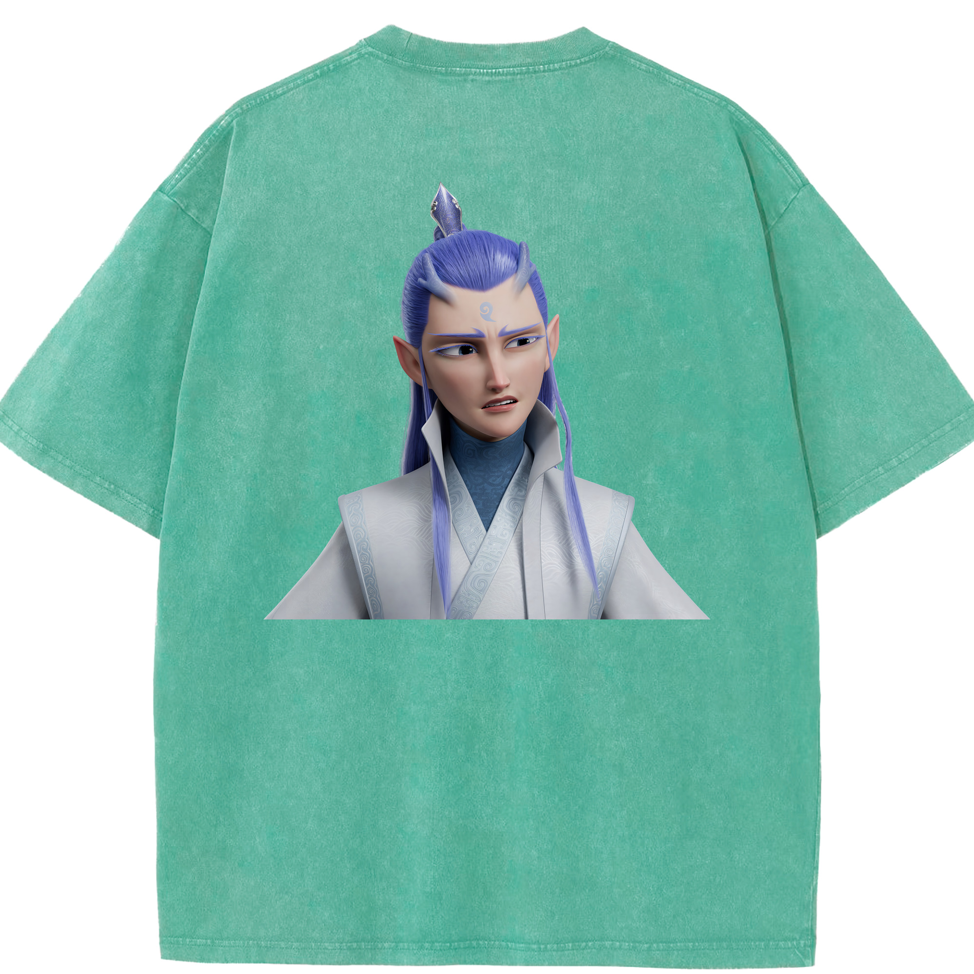 （画像用） Ne Zha 2 ナタ 魔童の大暴れ 綿100% ヴィンテージ風 半袖Tシャツ（背面プリント）